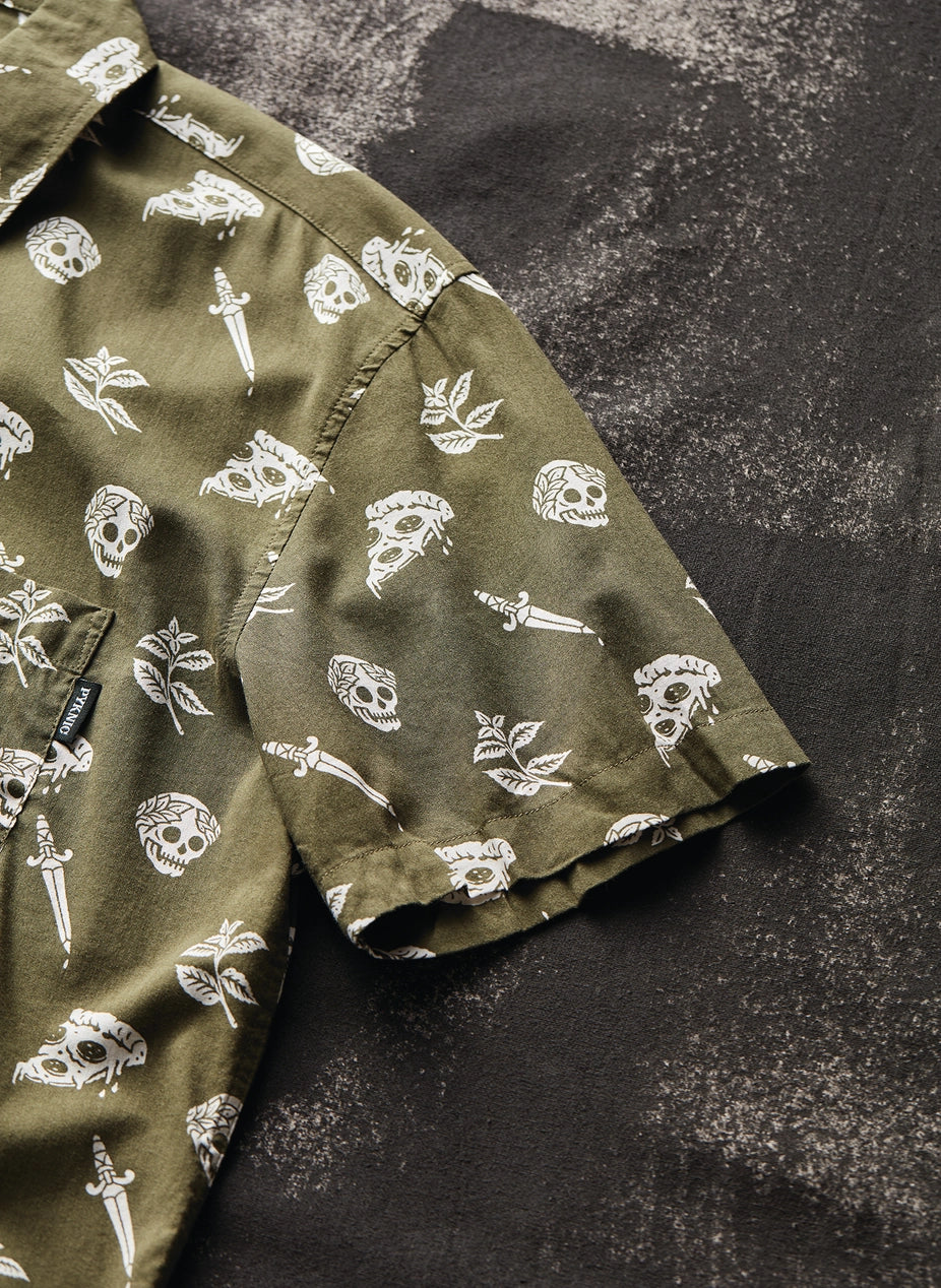 Pizza Slayer Casual Button Up Collared Shirt