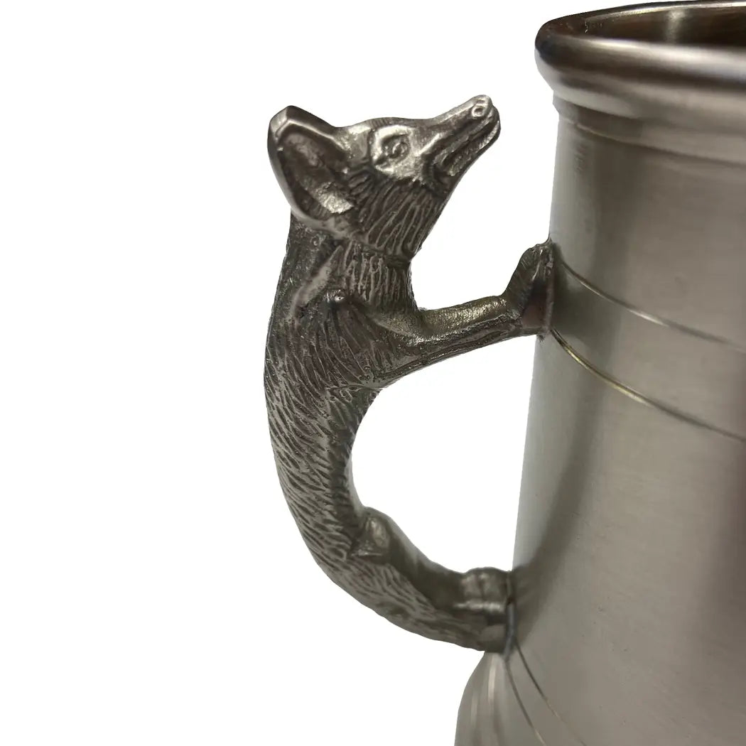 Pewter-Plated Tankard Mug with Fox Handle