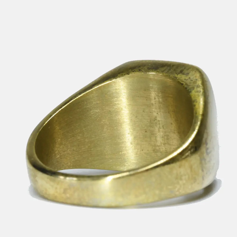 Brass Square Striped Signet Ring Size 11