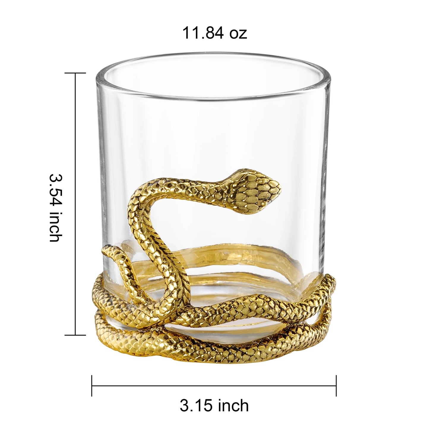 Gold Snake Low Ball Glass