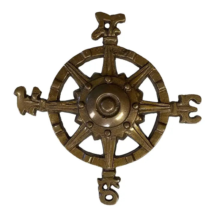Compass Rose Brass Finished Paperweight Figurine Tabletop Decor
