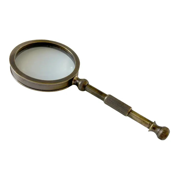 Small Antiqued Brass Magnifying Glass