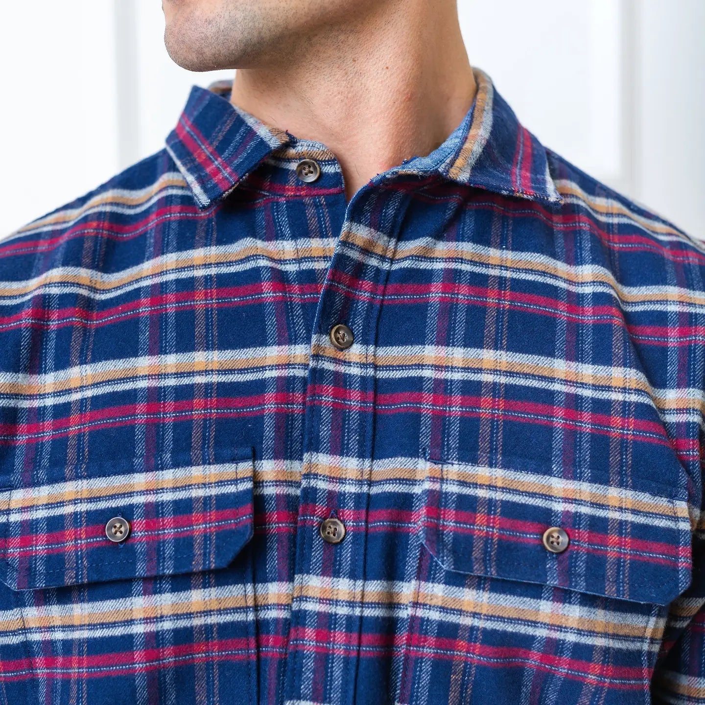 Organic Flannel Double Pocket Button Down Shirt
