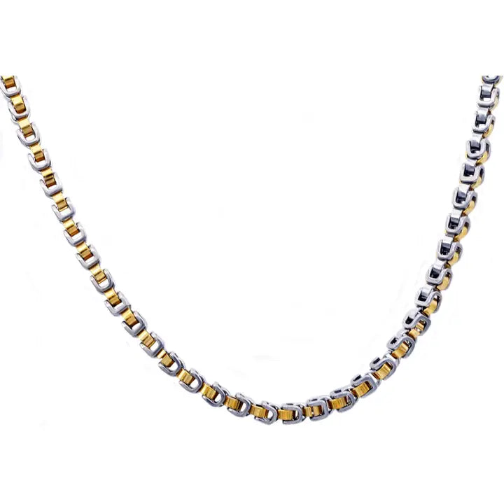4mm Two Toned Stainless Steel U Link Chain Necklace