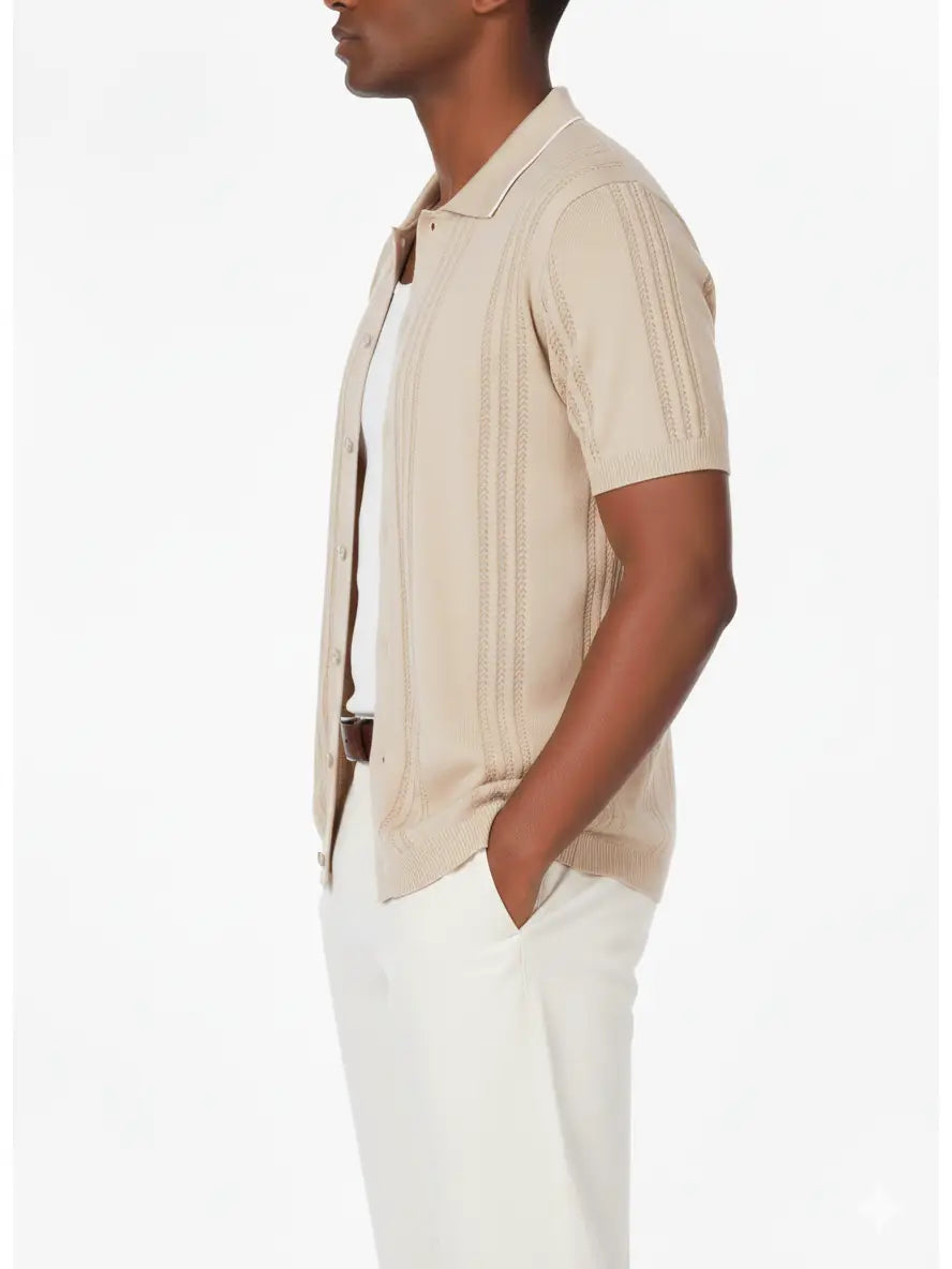Beige Sweater Button Up