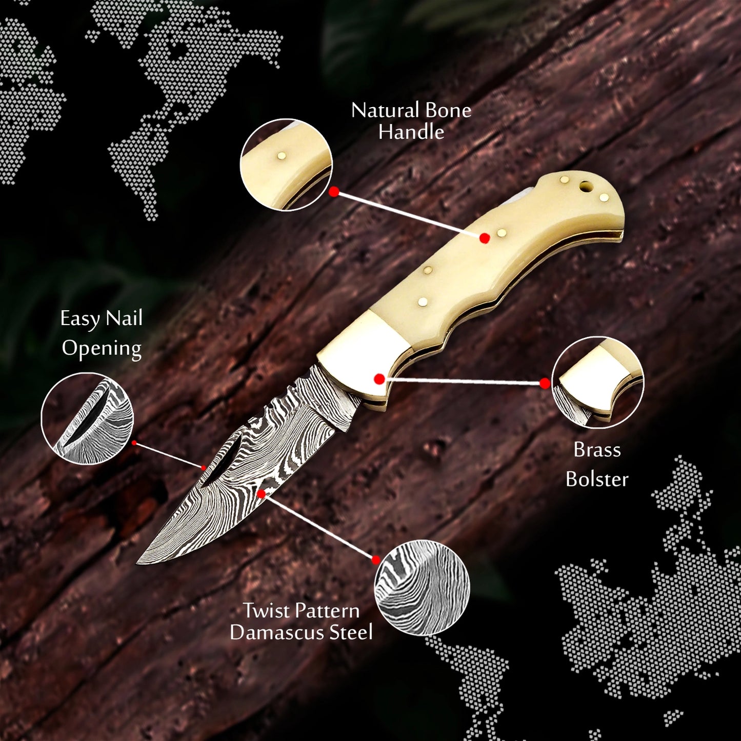 Natural Bone Handle Pocket Knife