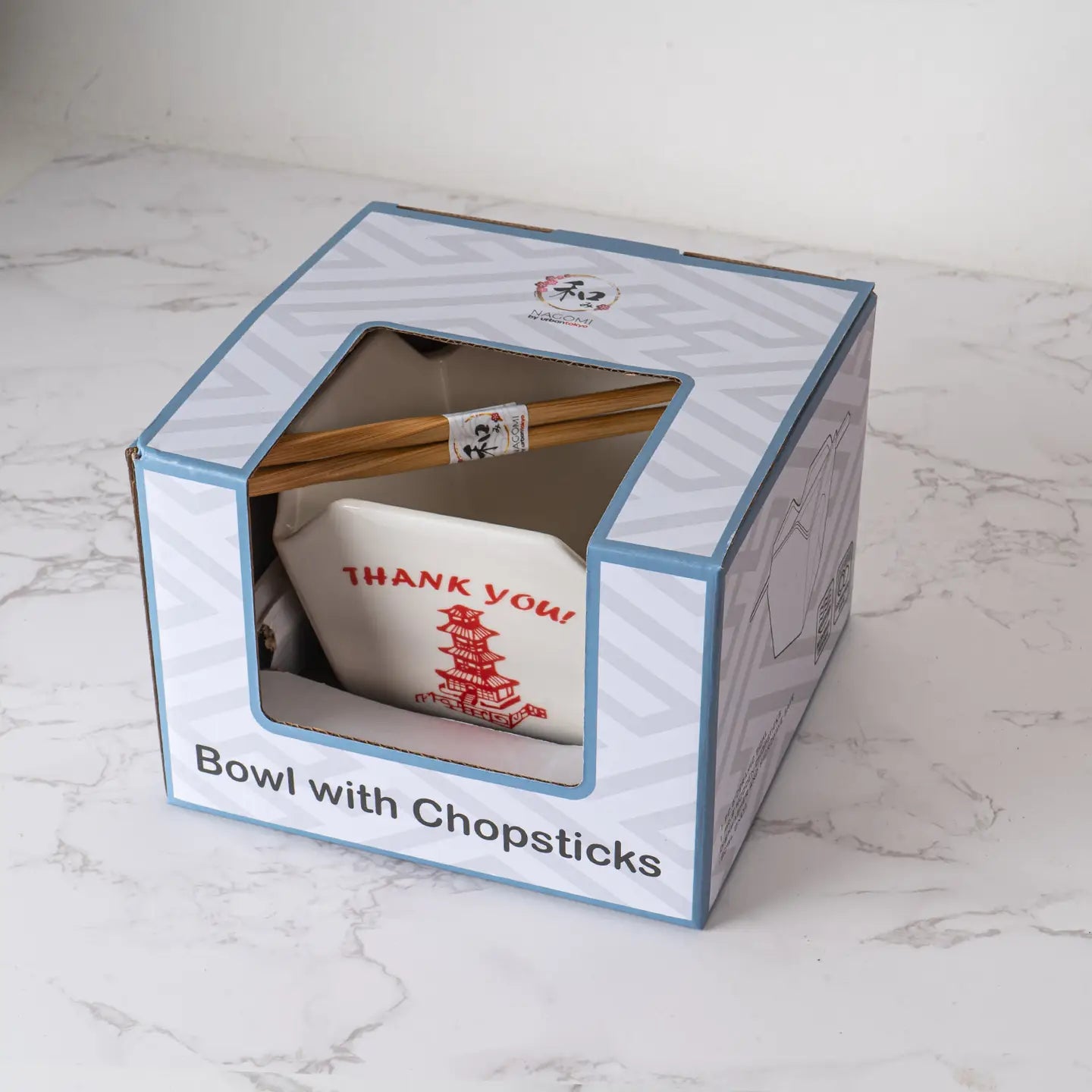 Ceramic Takeout Box Serving Bowl with Chopsticks