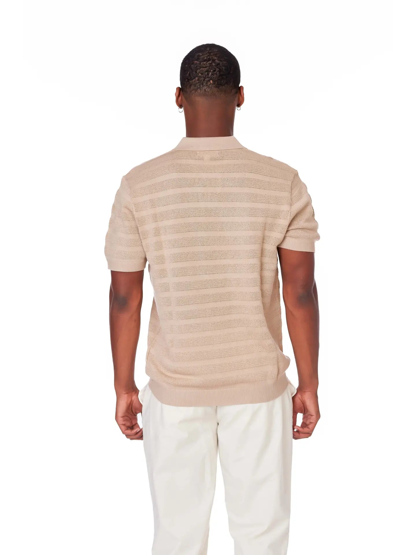 Cream Textured Polo Shirt