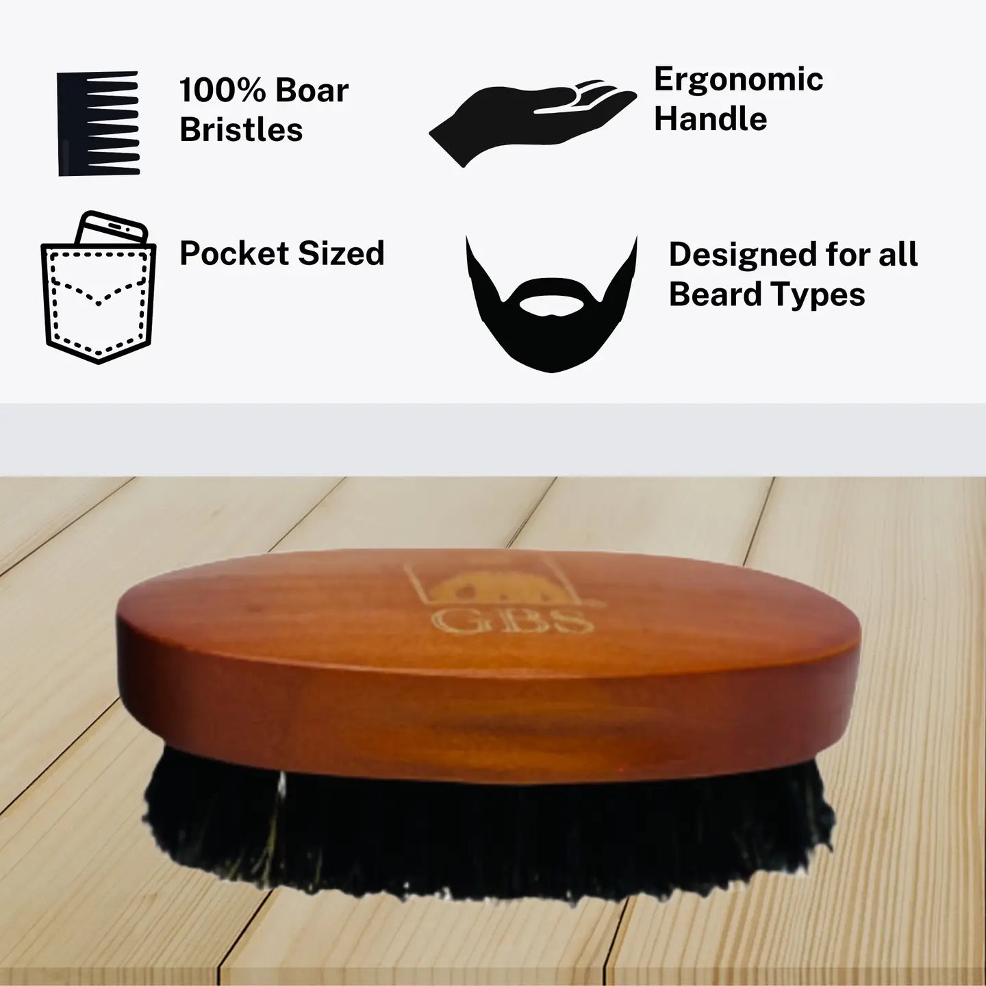 Travel Sized 100% Boar Bristle Beard Brush