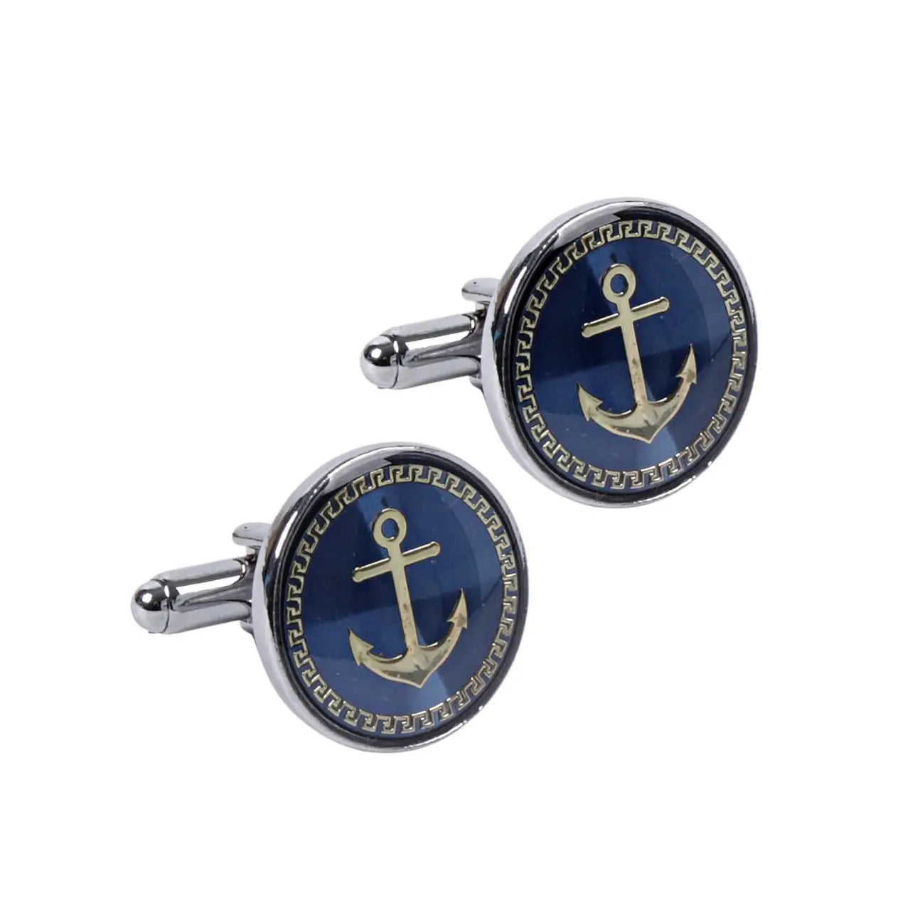 Silver Round Anchor Cufflinks
