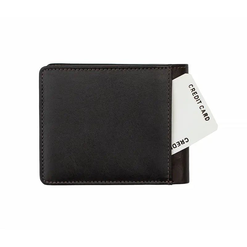 Leather Bifold Wallet with Trim Accents