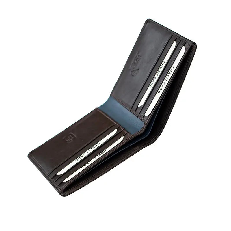 Leather Bifold Wallet with Trim Accents