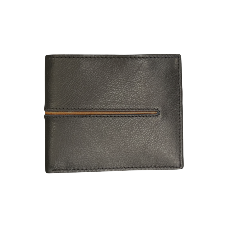 Leather Bifold Wallet with Trim Accents