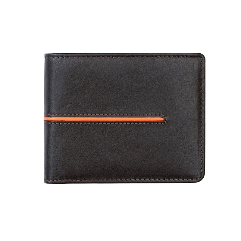 Leather Bifold Wallet with Trim Accents