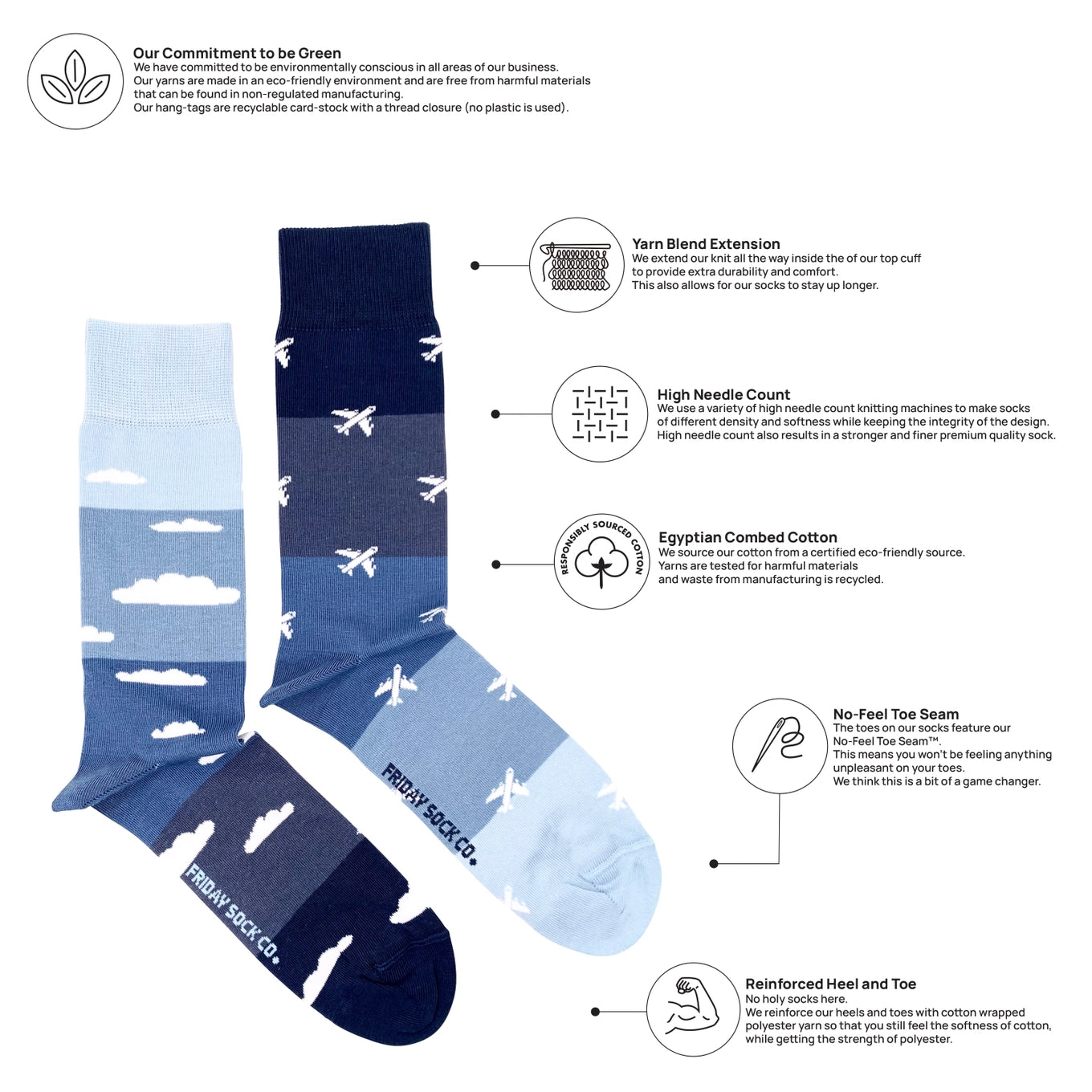 Mismatched Planes and Clouds Socks