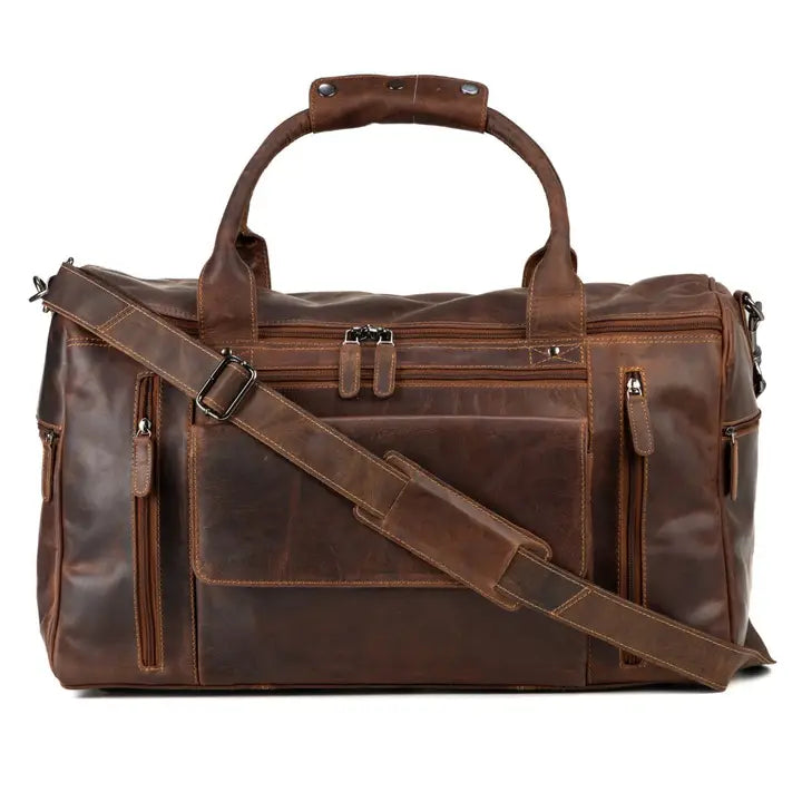 Leather Weekender with Front Pocket