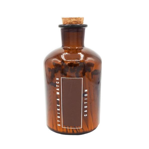 Safety Matches in Amber Jar With Striker