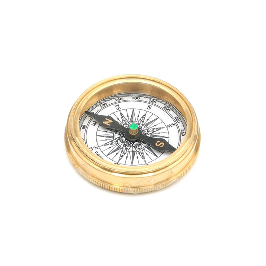 Vintage Collectible Brass Compass with Calendar-Gold