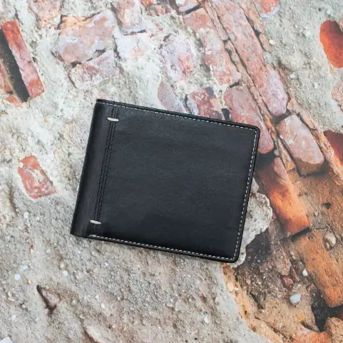 Alpha Black Leather Bifold Wallet