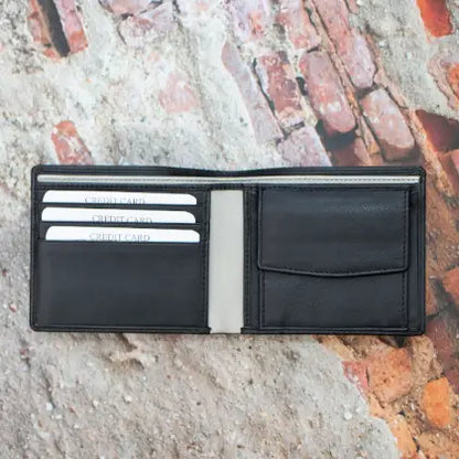 Alpha Leather Men's Black RFID Safe Bifold Wallet