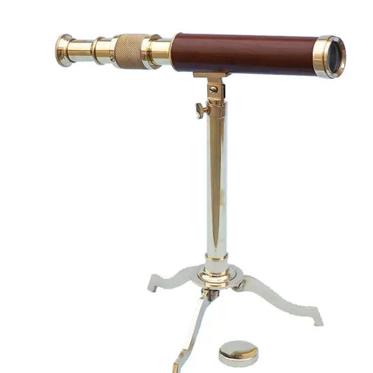 17" Solid Brass and Wood Telescope On Stand