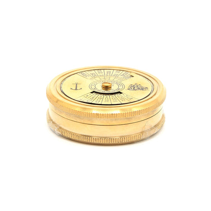 Vintage Collectible Brass Compass with Calendar-Gold
