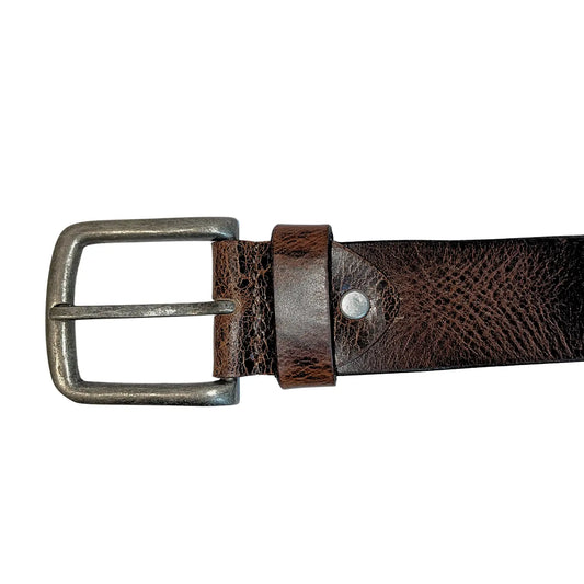 Greenwood Brown Leather Belt with Vintage Silver Buckle