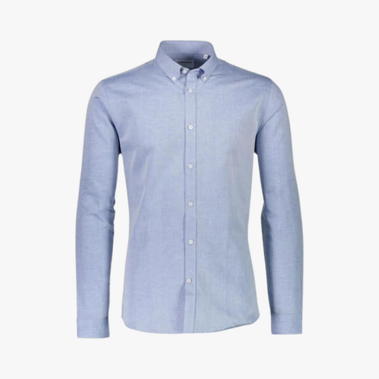 Linen Blend Blue Button Down