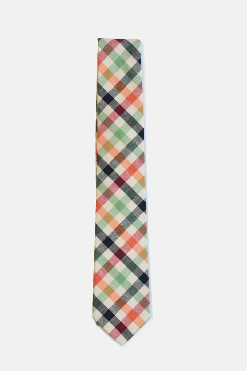 Beige Orange Gingham Tie