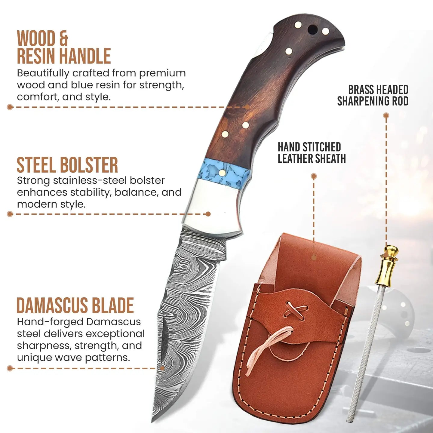 Wood & Resin Handle Pocket Knife
