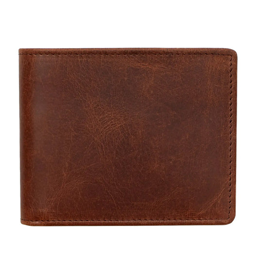 Leather Buff Hunter Bifold Wallet with Coin Pocket