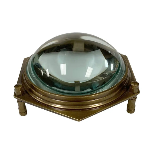 Antiqued Brass Hexagonal Dome Desk Magnifier