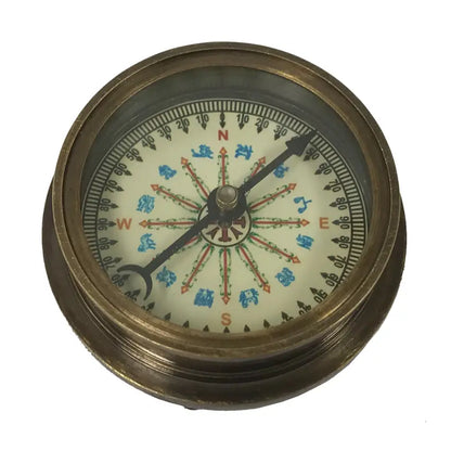 Antiqued Solid Brass Compass With 100-Year Calendar