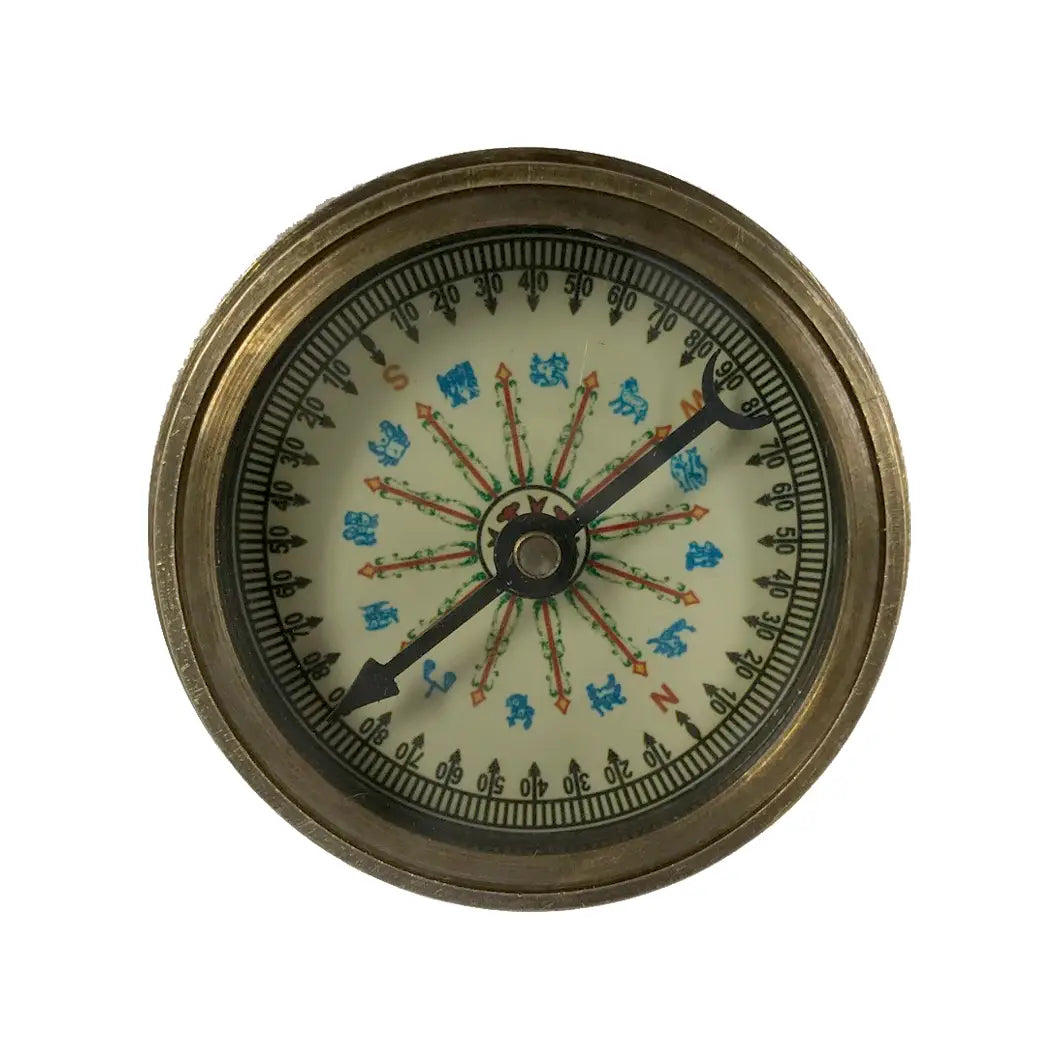 Antiqued Solid Brass Compass With 100-Year Calendar