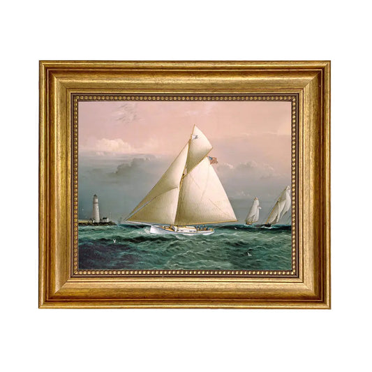 Chiquita Racing Off Boston Lighthouse Framed Painting Print