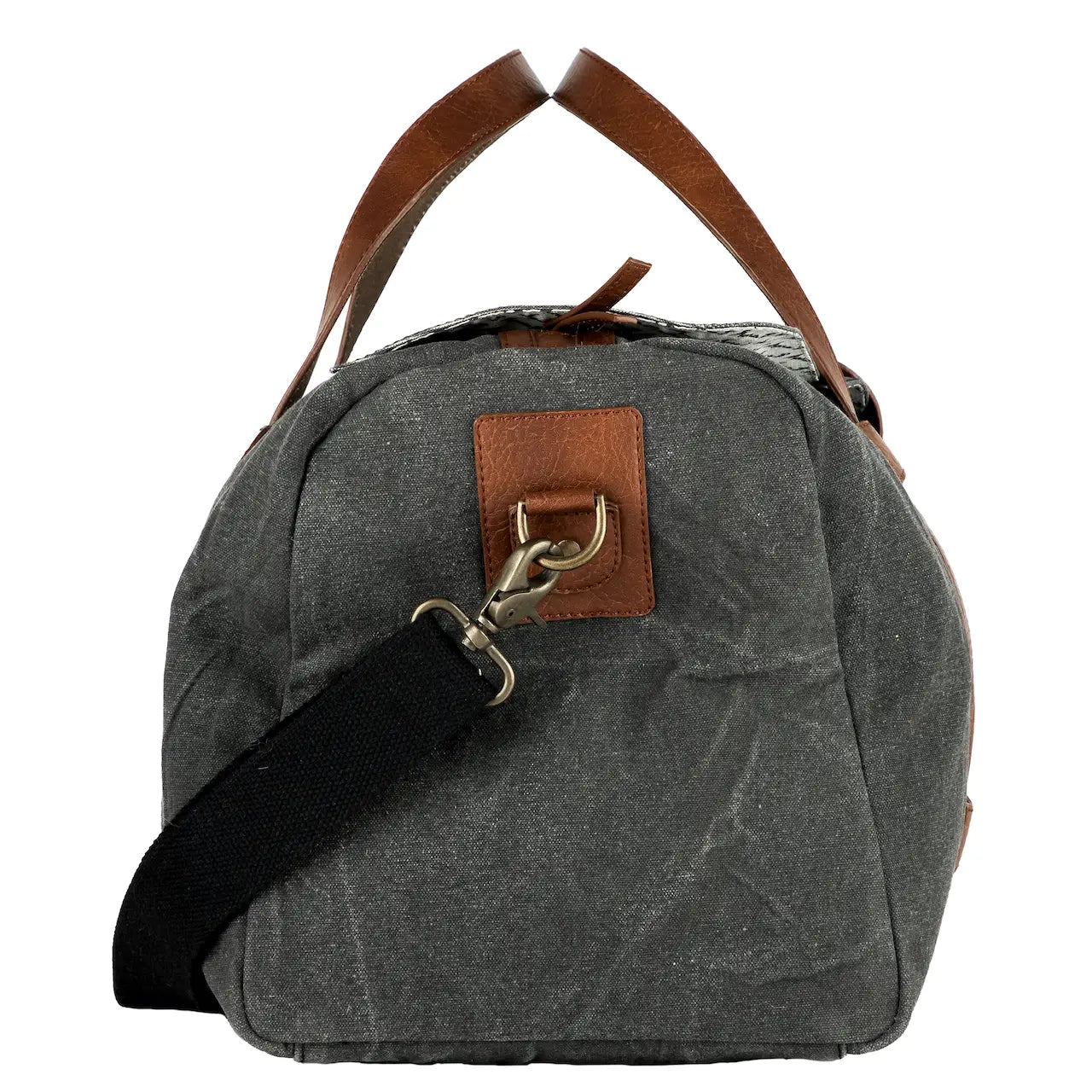 Gray Upcycled Canvas Duffle Bag