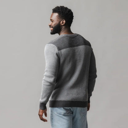 Grey Color Block Knit Sweater