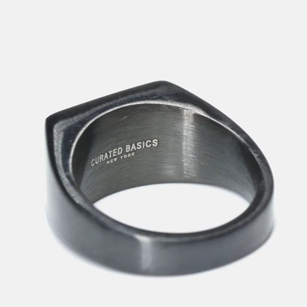 Black Steel Fat Top Ring