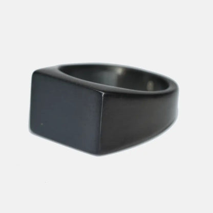 Black Steel Fat Top Ring