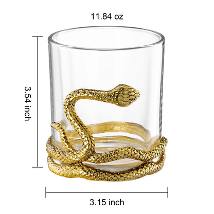 Gold Snake Low Ball Glass