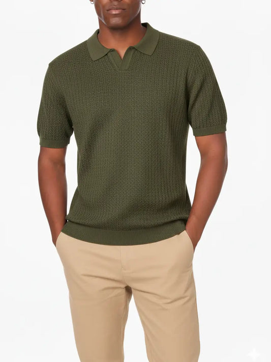 Green Textured Sweater Polo