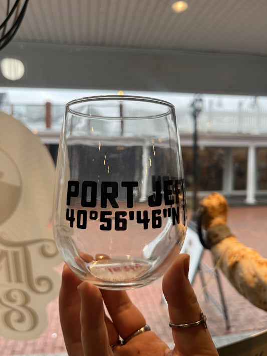 Port Jefferson Coordinates  17oz Wine Glass