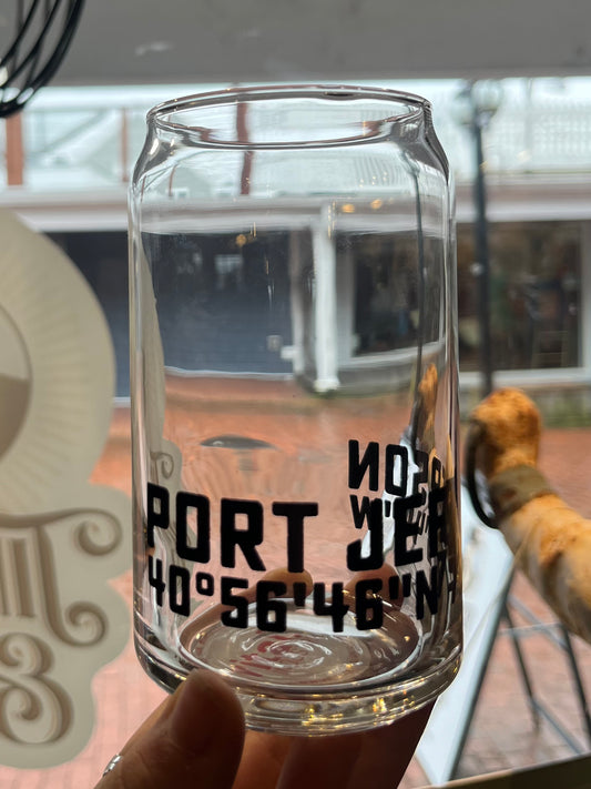 Port Jefferson Coordinates  16oz Can Glass