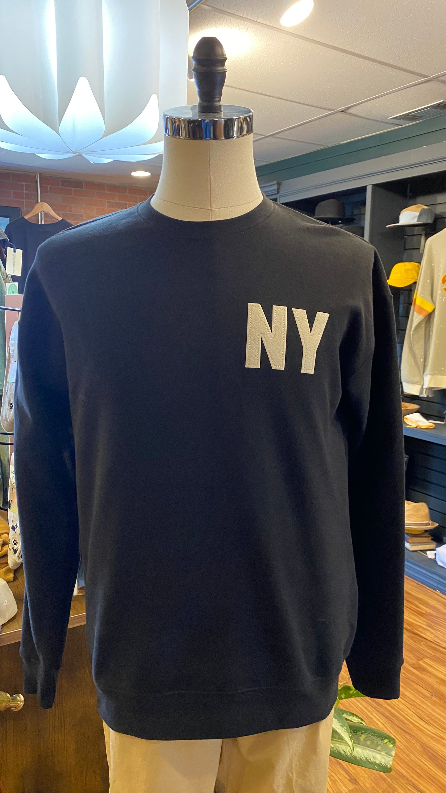 Embroidered Black NY Crewneck