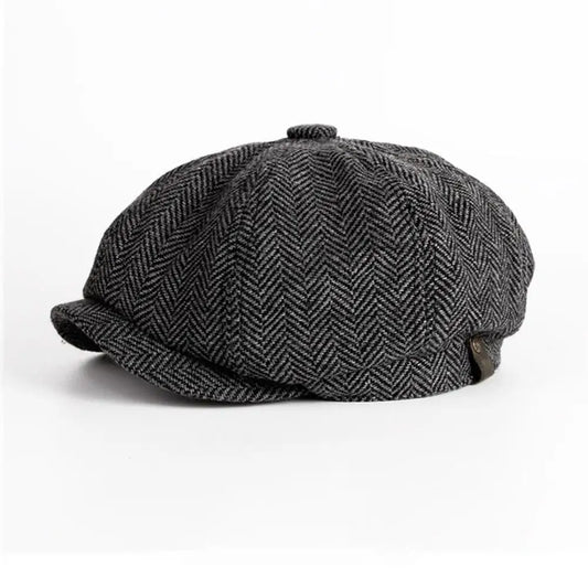 Grey Newsboy Flat Cap