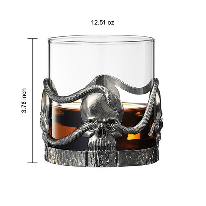Skull & Snake Low Ball Glass