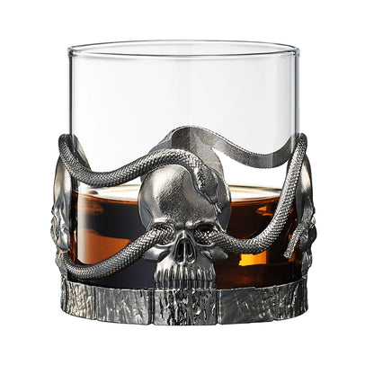 Skull & Snake Low Ball Glass