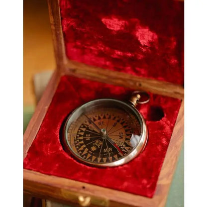 True North Compass with Wooden Box