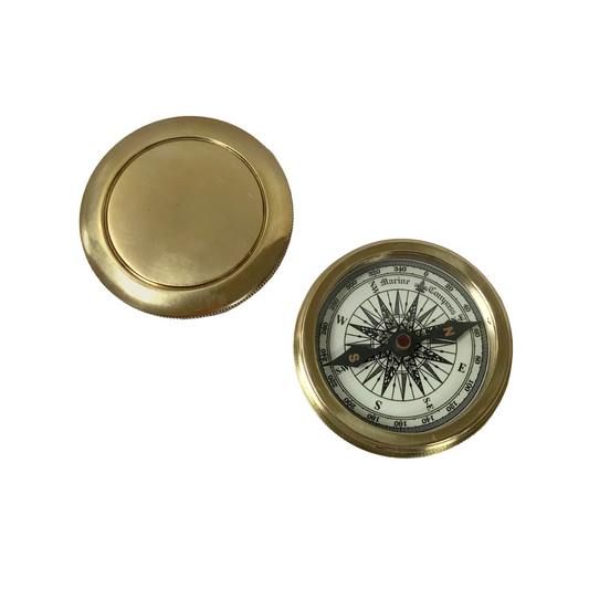 2-1/4" Solid Polished Brass Pocket Compass with Screw-On Lid