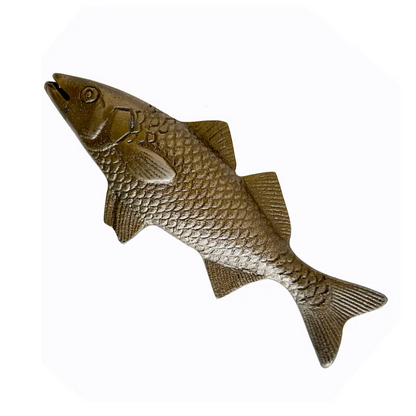 7" Bass Fish Brass Finished Paperweight Figurine Tabletop Decor